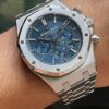 audemars piguet royal oak chronograph 41mm blue grande tapisserie dial 26320st watch 3172 eqqax