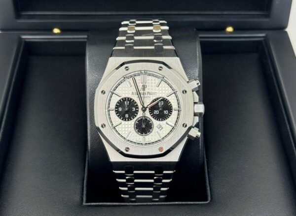 audemars piguet royal oak chronograph 41mm white dial panda 26331st watch 3928 wffae