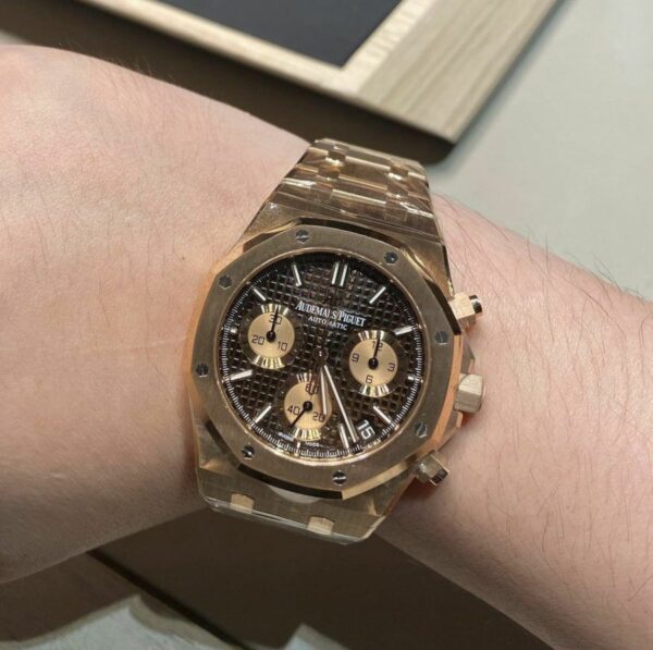 audemars piguet royal oak chronograph rose gold brown dial 26331oroo1220or02 watch 2517 sazdf