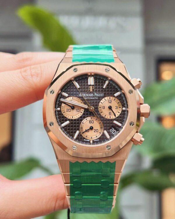 audemars piguet royal oak chronograph rose gold brown dial 26331oroo1220or02 watch 7621 bx0w0