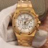 audemars piguet royal oak chronograph white dial rose gold on 904l steel watch 1464 yaw3s