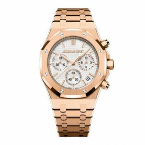audemars piguet royal oak chronograph white dial rose gold on 904l steel watch 6556 q8c9m