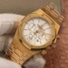 audemars piguet royal oak chronograph white dial rose gold on 904l steel watch 7479 o5rjw