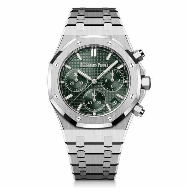 audemars piguet royal oak selfwinding chronograph 50th anniversary steel bracelet green dial ref 23 26240st oo 1320st 04 watch 3233 1f44b 1