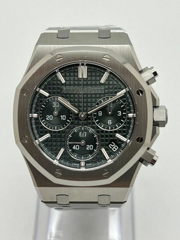 audemars piguet royal oak selfwinding chronograph 50th anniversary steel bracelet green dial ref 23 26240st oo 1320st 04 watch 3959 dply4