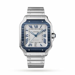 cartier santos de cartier large model automatic movement steel pvd interchangeable metal and rubber straps wssa0047 watch 7689 7jgog