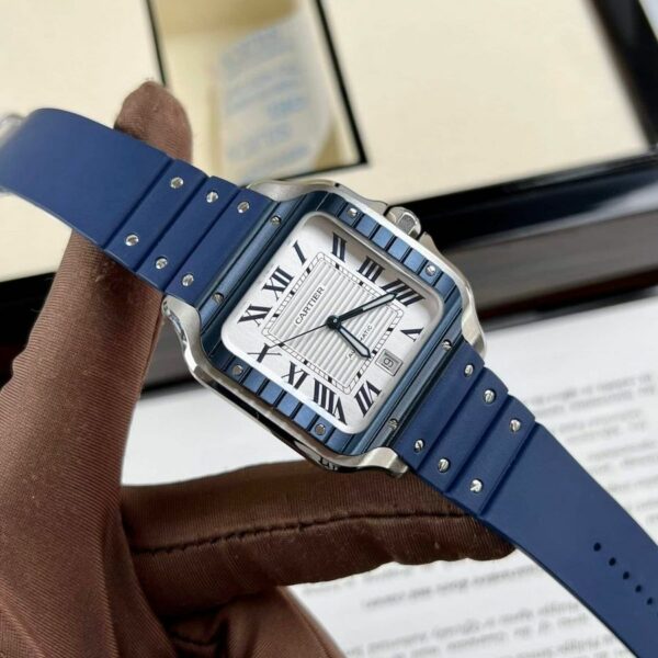cartier santos de cartier large model automatic movement steel pvd interchangeable metal and rubber straps wssa0047 watch 9292 am2xq