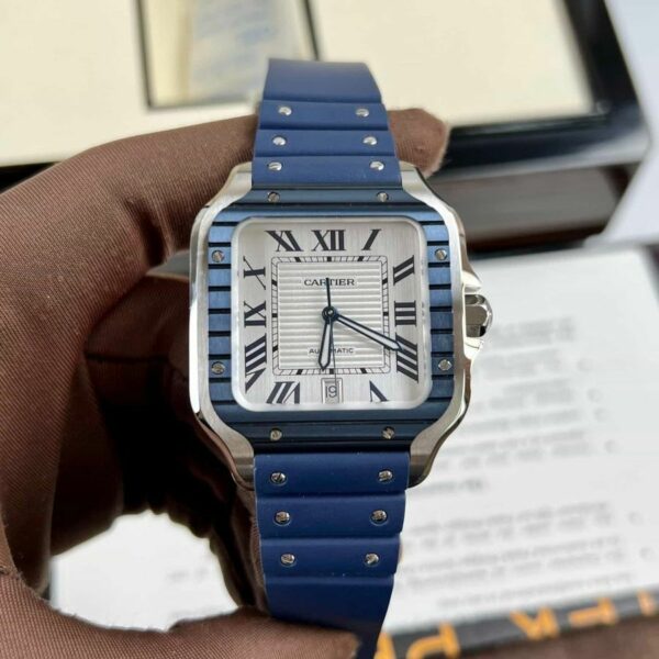 cartier santos de cartier large model automatic movement steel pvd interchangeable metal and rubber straps wssa0047 watch 9629 dbqwx