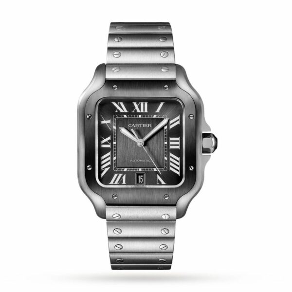 cartier santos de cartier watch large model automatic movement steel adlc interchangeable metal and rubber bracelets wssa0037 1560 qmuj7 1