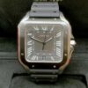 cartier santos de cartier watch large model automatic movement steel adlc interchangeable metal and rubber bracelets wssa0037 5900 zgkui