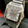 cartier santos de cartier watch large model automatic movement steel adlc interchangeable metal and rubber bracelets wssa0037 6412 e2qp7