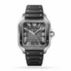 cartier santos de cartier watch large model automatic movement steel adlc interchangeable metal and rubber bracelets wssa0037 8273 hccqp