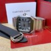 cartier santos de cartier watch large model automatic movement steel adlc interchangeable metal and rubber bracelets wssa0037 8495 6my4h