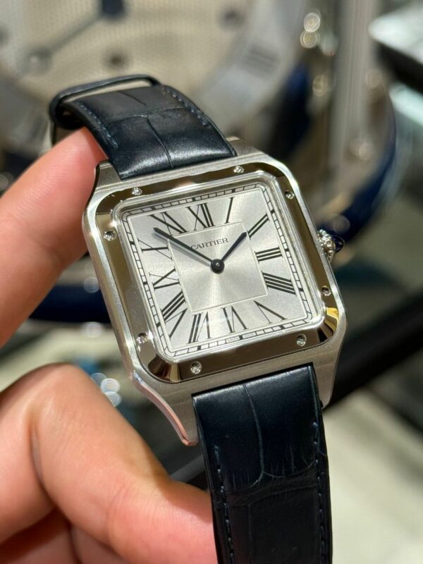 cartier santos dumont watch extra large model hand wound mechanical movement steel leather wssa0032 9274 uehk7