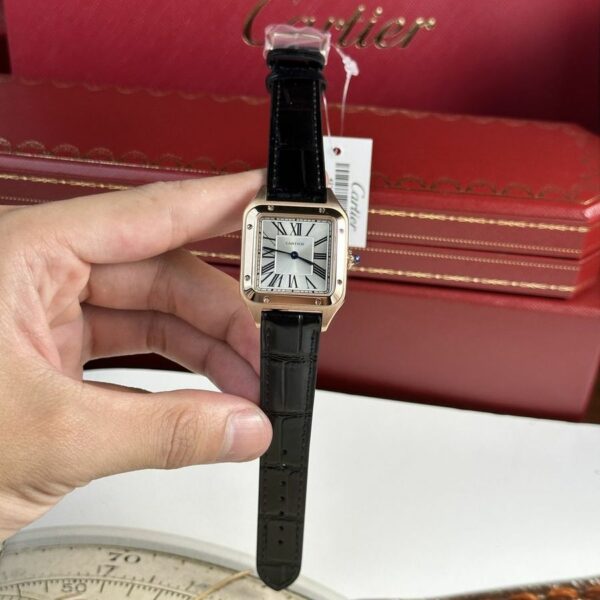 cartier santos dumont watch xl model rose gold leather strap wgsa0032 3627 zaaye