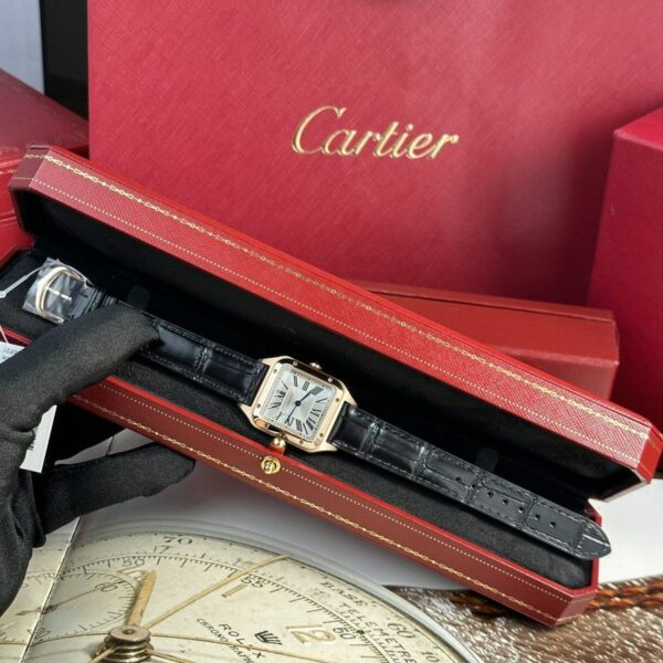 cartier santos dumont watch xl model rose gold leather strap wgsa0032 3845 kvyto