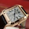 cartier santos dumont watch xl model rose gold leather strap wgsa0032 9024 d2x1n