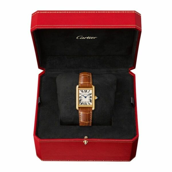 cartier tank louis cartier watch small model quartz movement yellow gold leather w1529856 3395 ao215