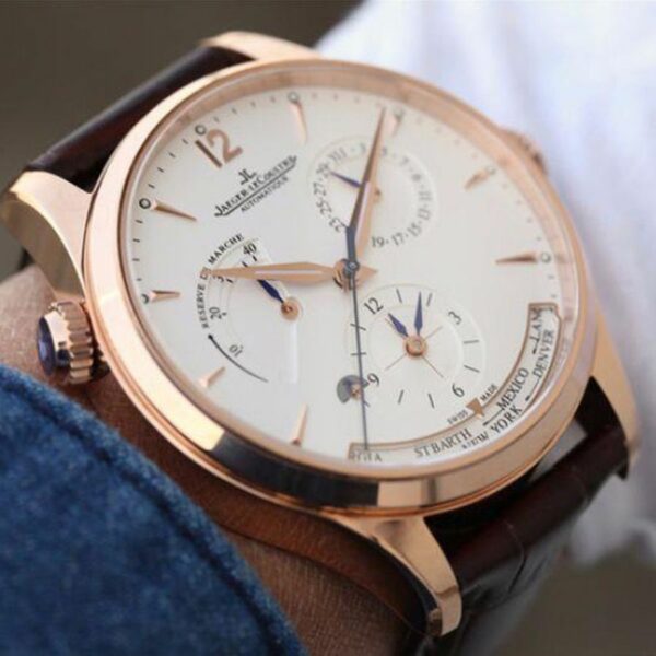 jaeger lecoultre master calendar 1428421 rose gold white dial mens watch 6109 ojdsm