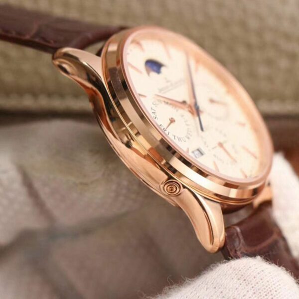 jaeger lecoultre master ultra thin moon perpetual calendar 1302520 v9 rose gold case mens watch 8206 fztsj
