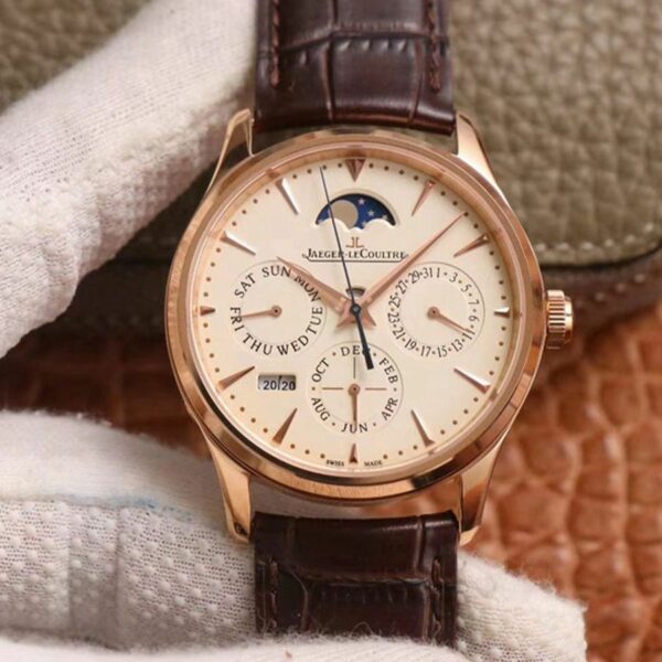 jaeger lecoultre master ultra thin moon perpetual calendar 1302520 v9 rose gold case mens watch 8927 ez7bh