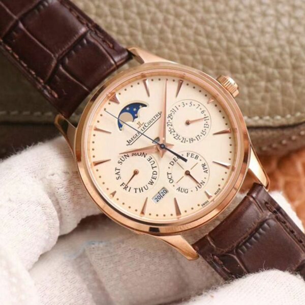 jaeger lecoultre master ultra thin moon perpetual calendar 1302520 v9 rose gold case mens watch 9875 lxikl