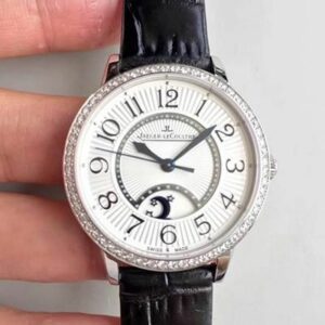 jaeger lecoultre rendez vous 3612420 black leather strap white dial ladies watch 2293 stjhi