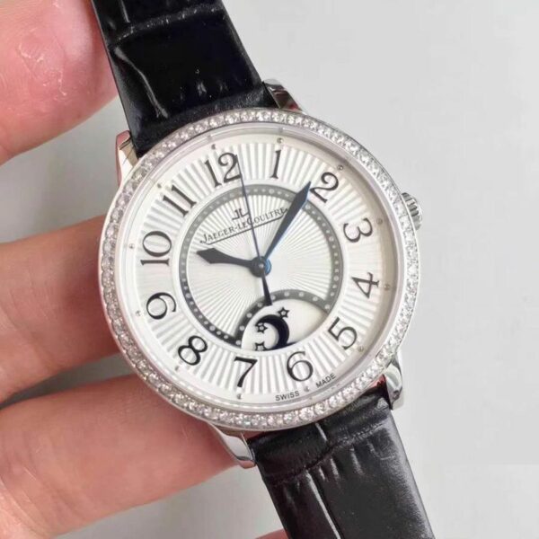jaeger lecoultre rendez vous 3612420 black leather strap white dial ladies watch 5761 j3kg9