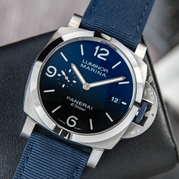 panerai luminor marina pam1157 w ttf ss blue dial blue nylon strap p9010 watch 2162 hdkgd