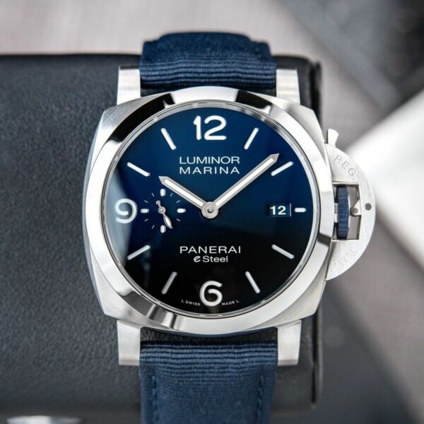 panerai luminor marina pam1157 w ttf ss blue dial blue nylon strap p9010 watch 4884 4xgqb