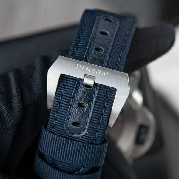 panerai luminor marina pam1157 w ttf ss blue dial blue nylon strap p9010 watch 6228 kfhwx