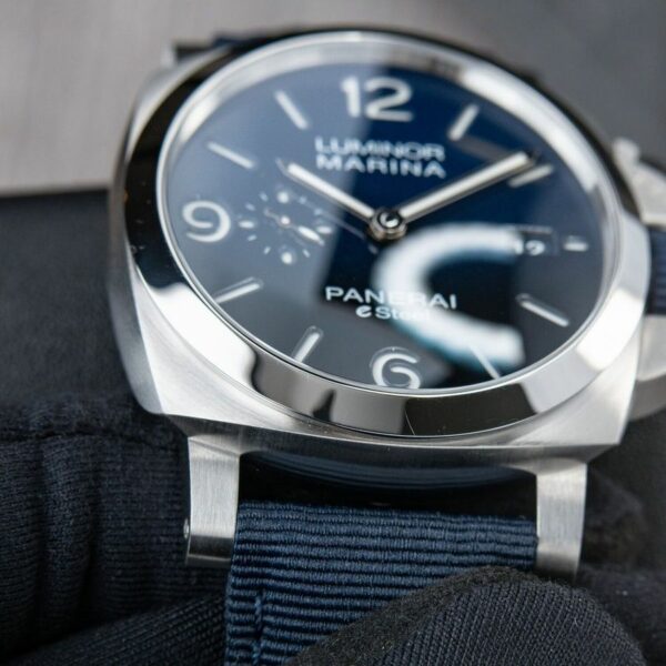panerai luminor marina pam1157 w ttf ss blue dial blue nylon strap p9010 watch 7035 t9ddu