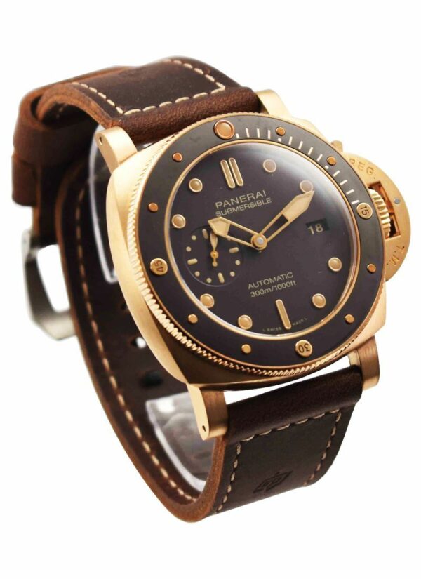 panerai luminor submersible 1950 bronzo pam968 vsf bronze brown dial p9010 v2 free strap watch 1415 pufrt