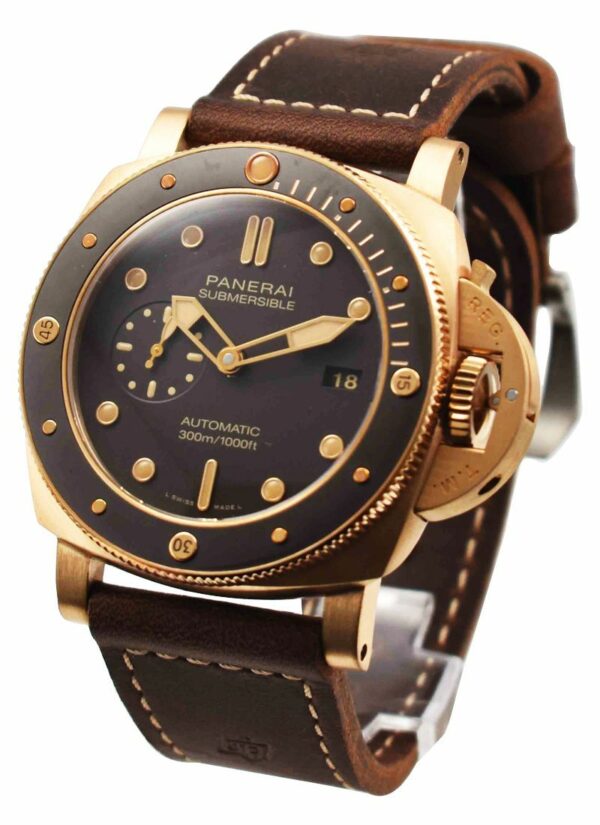 panerai luminor submersible 1950 bronzo pam968 vsf bronze brown dial p9010 v2 free strap watch 9600 iljej