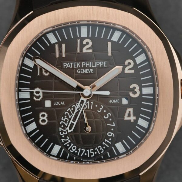patek philippe aquanaut brown embossed arabic dial rose gold composite mens watch 5164r 001 8646 qy7bu