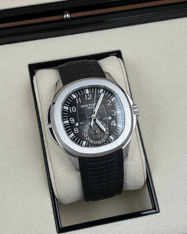 patek philippe aquanaut dual time black dial automatic mens watch 5164a 001 3392 3srq7