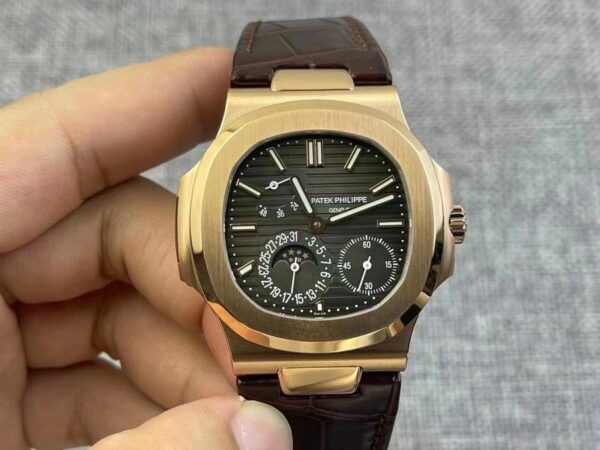 patek philippe nautilus 5712 moonphase rose gold black dial watch 1025 0lcud