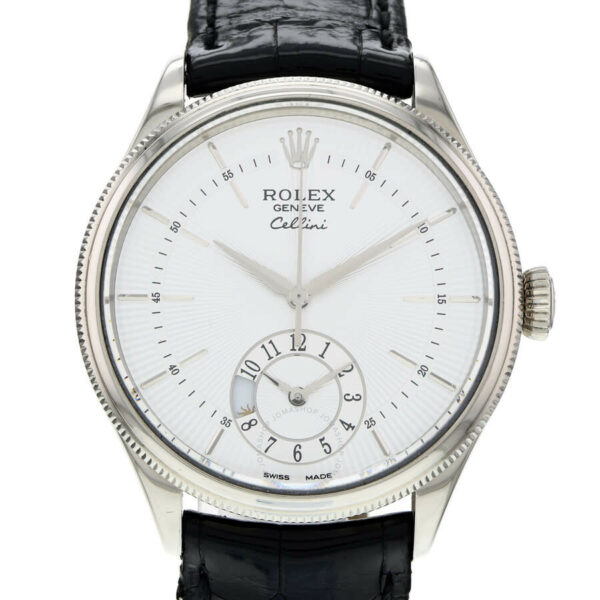 Rolex Cellini Dual Time Automatic Chronometer Day-Night Silver Dial Men’s Watch 50529