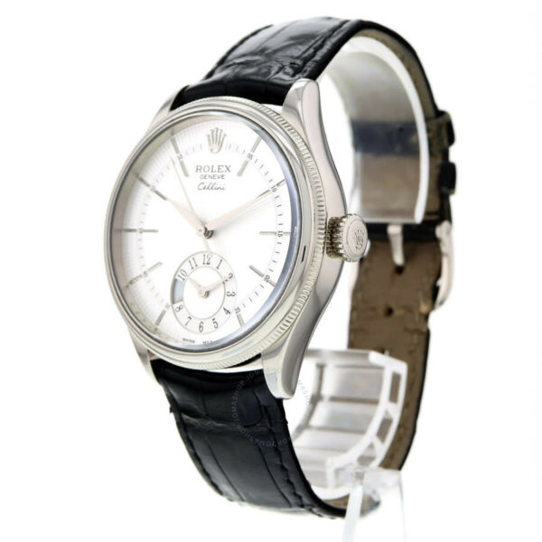pre owned rolex cellini dual time automatic chronometer day night silver dial mens watch 50529 7345 6pu93
