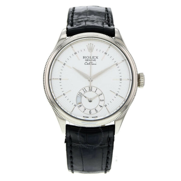 pre owned rolex cellini dual time automatic chronometer day night silver dial mens watch 50529 7442 hzusk