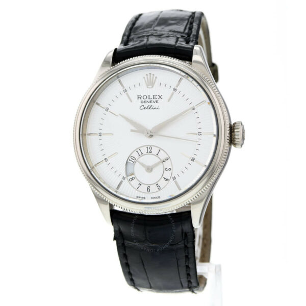 pre owned rolex cellini dual time automatic chronometer day night silver dial mens watch 50529 8438 pu6bp