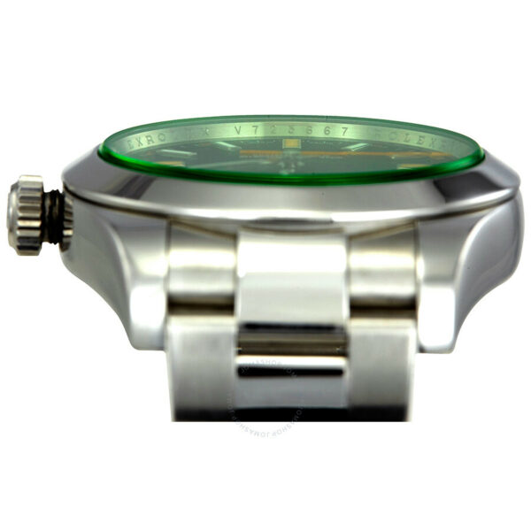 pre owned rolex milgauss black dial domed bezel green crystal oyster bracelet watch 116400v 6033 lwxcp