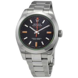 Rolex Milgauss Black Dial Domed Bezel Green Crystal Oyster Bracelet Watch 116400V