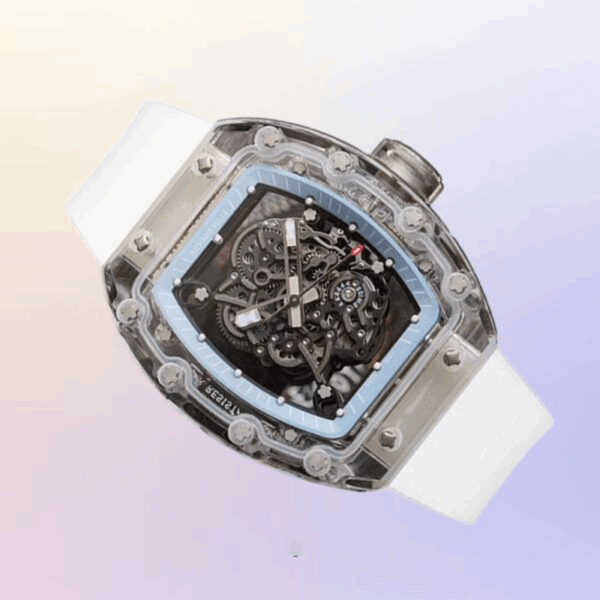 richard mille rm 055 023 blue white rubber band automatic men watch 7580 sswey