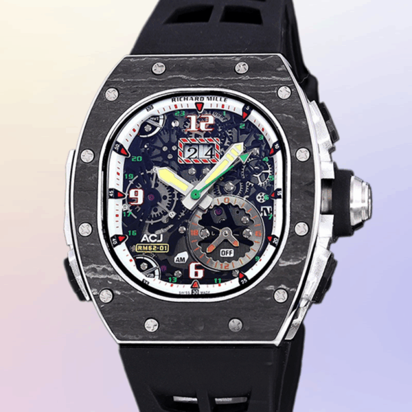 richard mille rm 62 01 automatic men watch black rubber band carbon fiber 9173 23g08