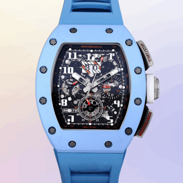richard mille rm011 baby blue watch 8490 5tm3a
