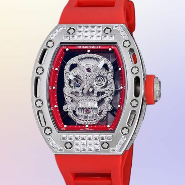 richard mille rm052 around 50 42mm men rm052 001 diamonds skull dial black blue watch 2274 8lpt3