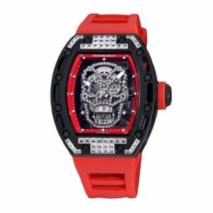 richard mille rm052 around 50 42mm men rm052 001 diamonds skull dial black red watch 1212 h84ss