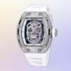 richard mille rm052 around 50 42mm men rm052 001 silver tone diamonds skull dial white watch 8297 3lvun