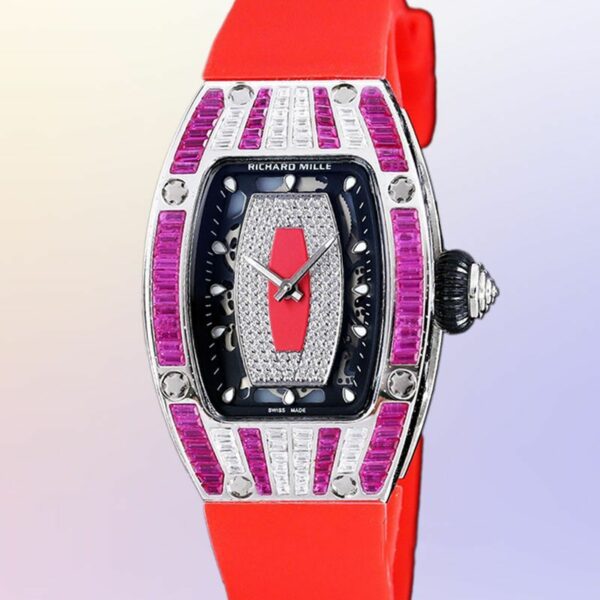 richard mille rm07 1 diamond krona red strap watch 7041 vksrn